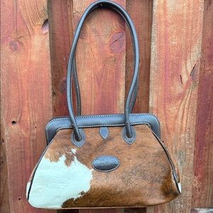 Los Cardales Cowhide Shoulder Bag with Dark Brown Leather Trim